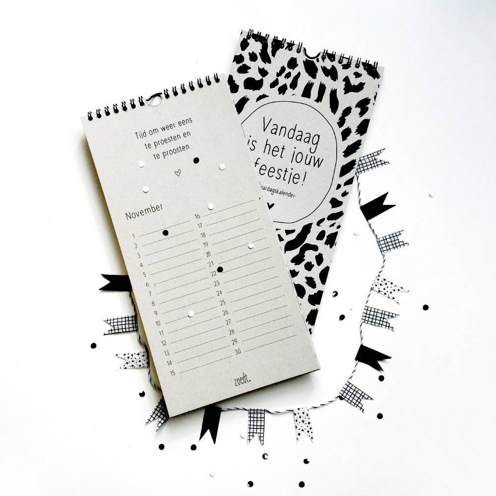 Zoedt Verjaardagskalender grijsboard