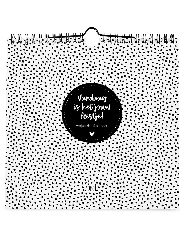 Zoedt Verjaardagskalender zwart wit | vierkant