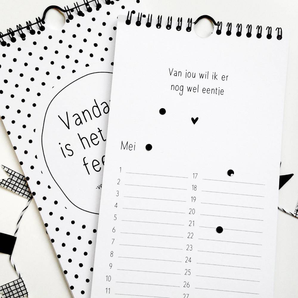 Zoedt Verjaardagskalender zwart wit