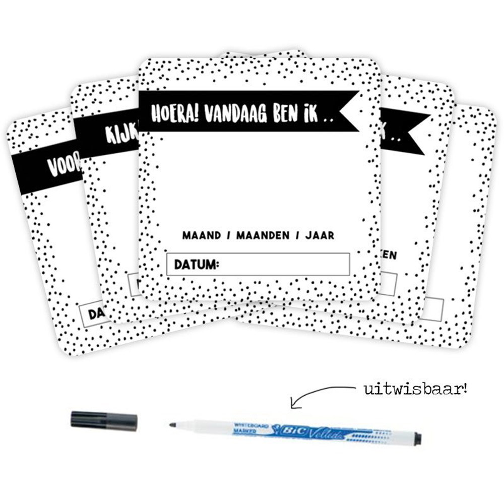 Mijlpaalkaarten uitwisbaar met stift